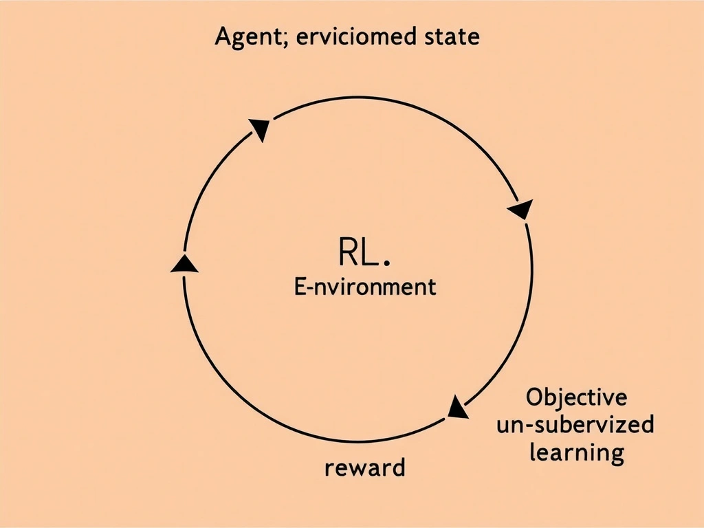 RL loop diagram: agent, environment, state, action, reward; objective maximize cumulative reward; side comparison to supervised and unsupervised learning