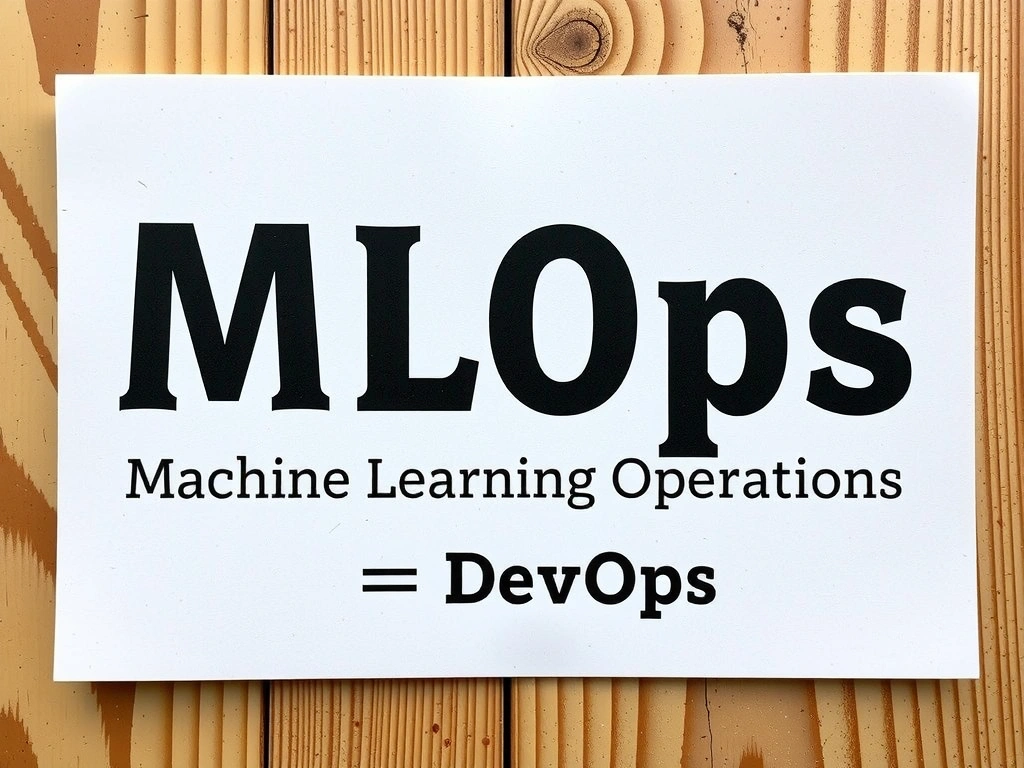 Acronym card for MLOps = Machine Learning Operations, with DevOps parallel and crossed-out fake expansions (Machine Language Operations, Model Learning and Output Systems, Machine Logic Optimization Systems).