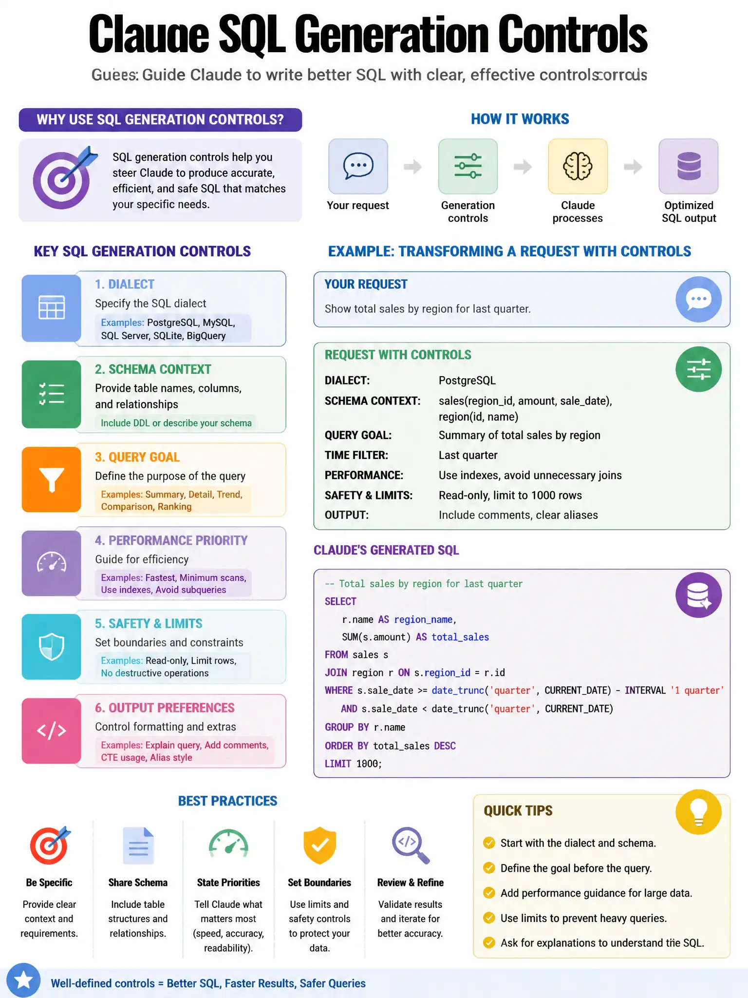 Educational infographic 1024x768 Claude SQL generation controls. CCAO-F q246.