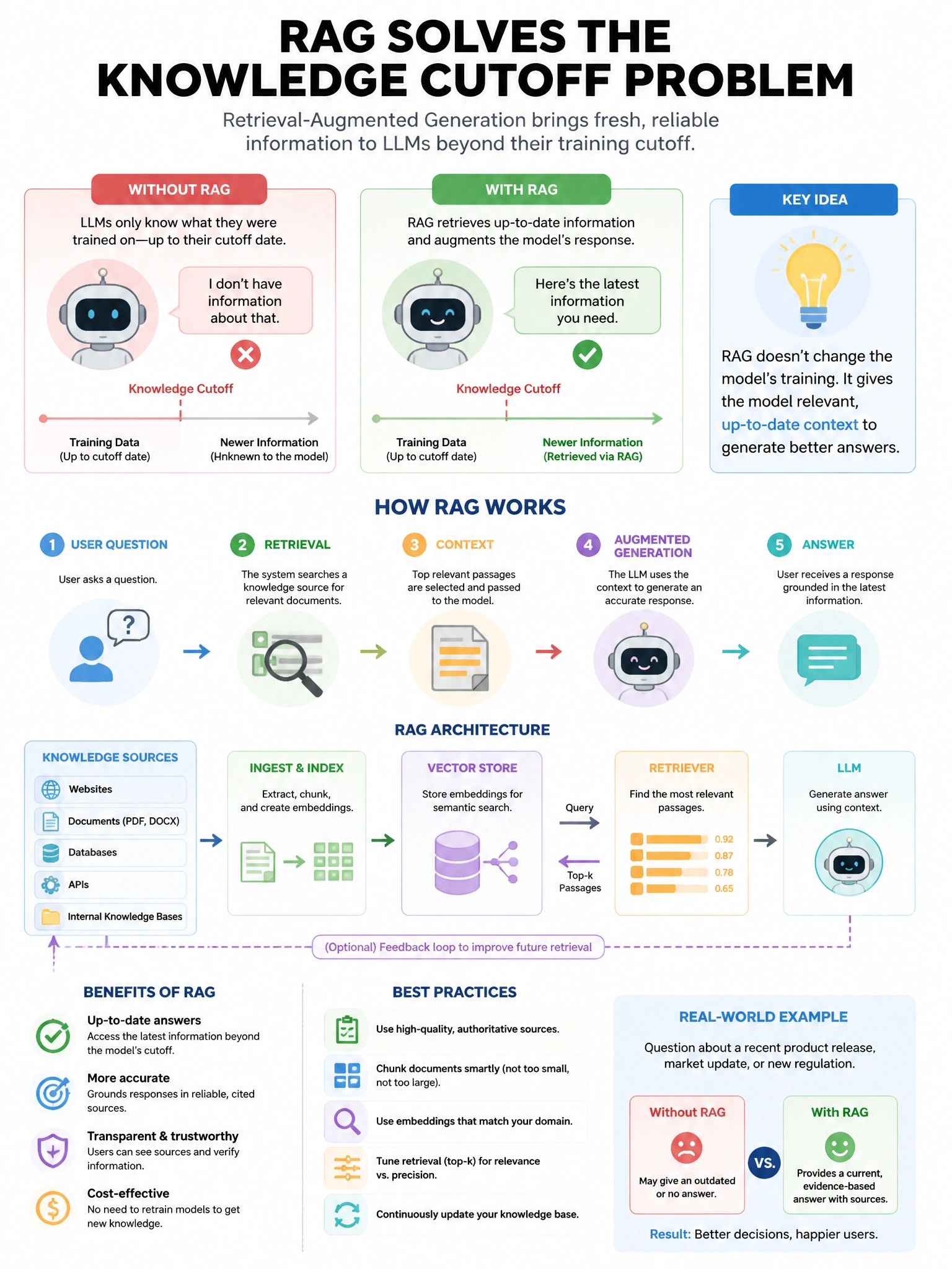 Educational infographic 1024x768 about RAG for knowledge cutoff. CCAO-F q172.