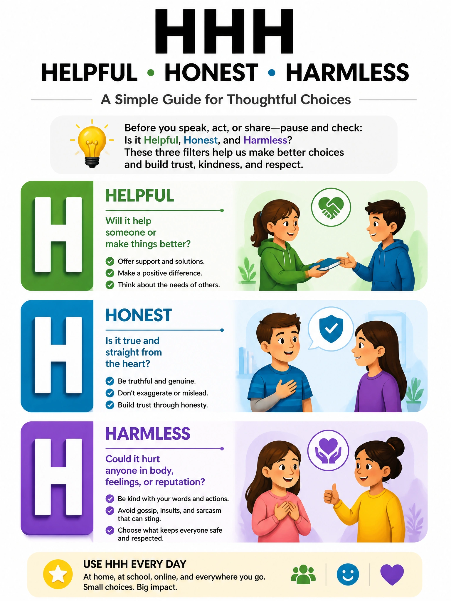 Educational infographic 1024x768 about HHH Helpful Honest Harmless. CCAO-F q184.