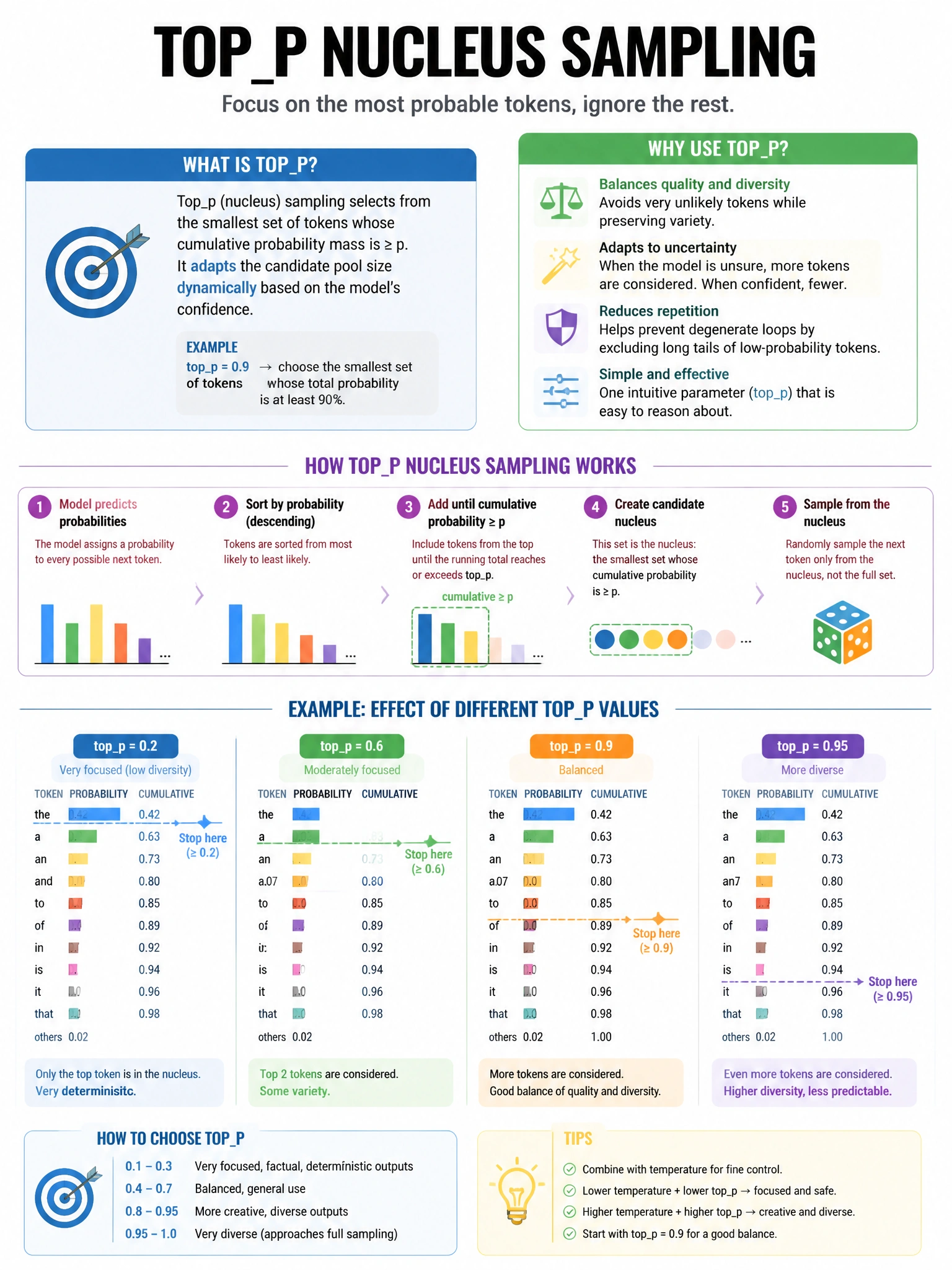 Educational infographic 1024x768 about topp nucleus sampling. CCAO-F q187.
