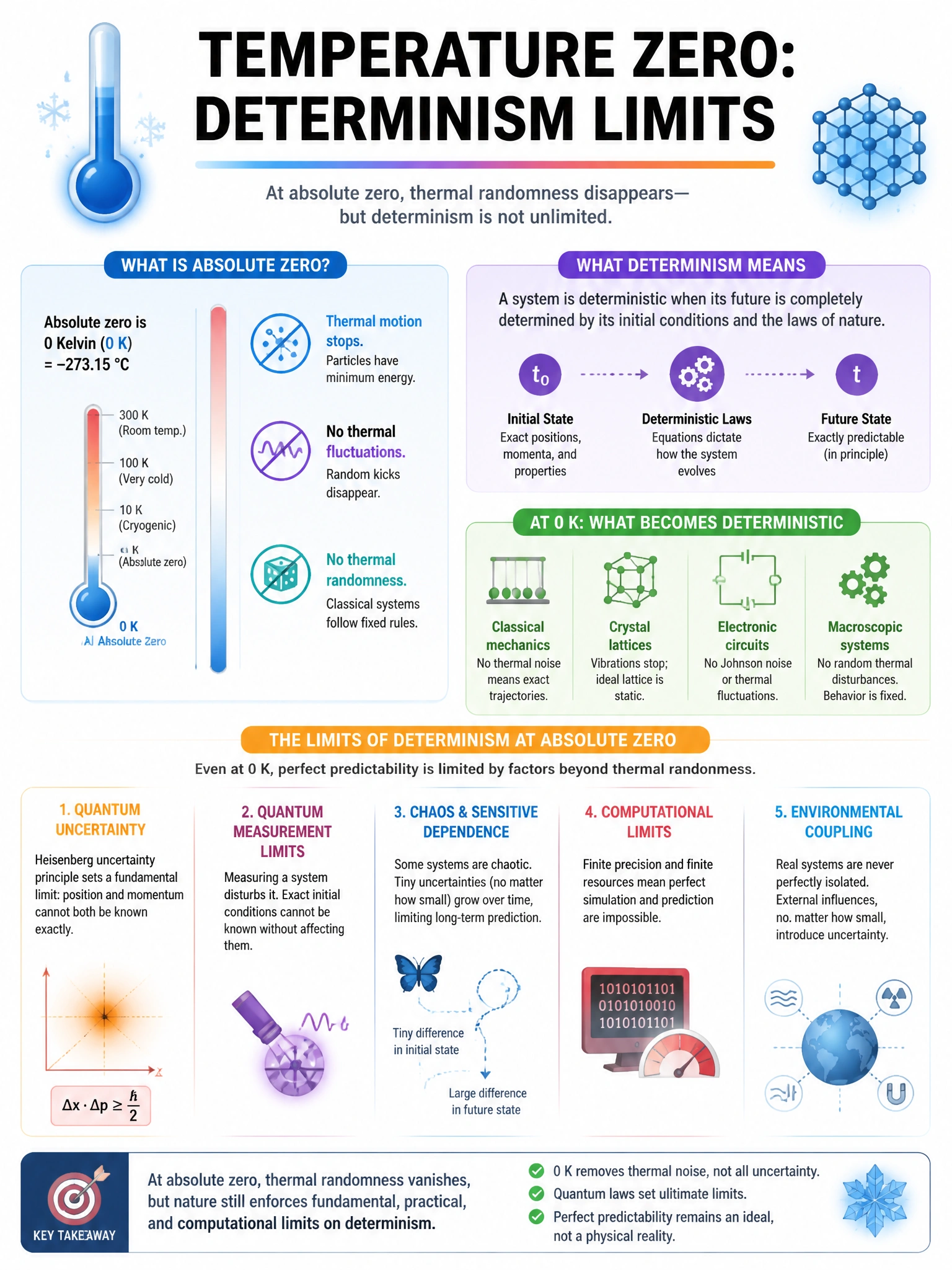 Educational infographic 1024x768 about temperature zero determinism limits. CCAO-F q197.