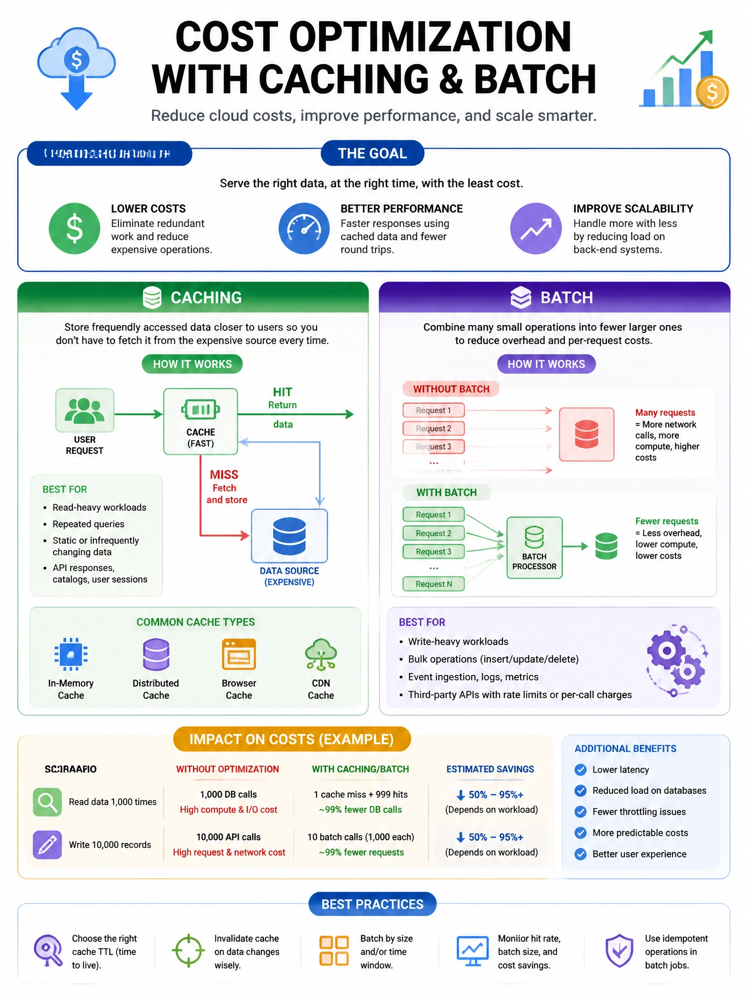 Educational infographic 1024x768 about cost optimization caching and batch. CCAO-F q203.