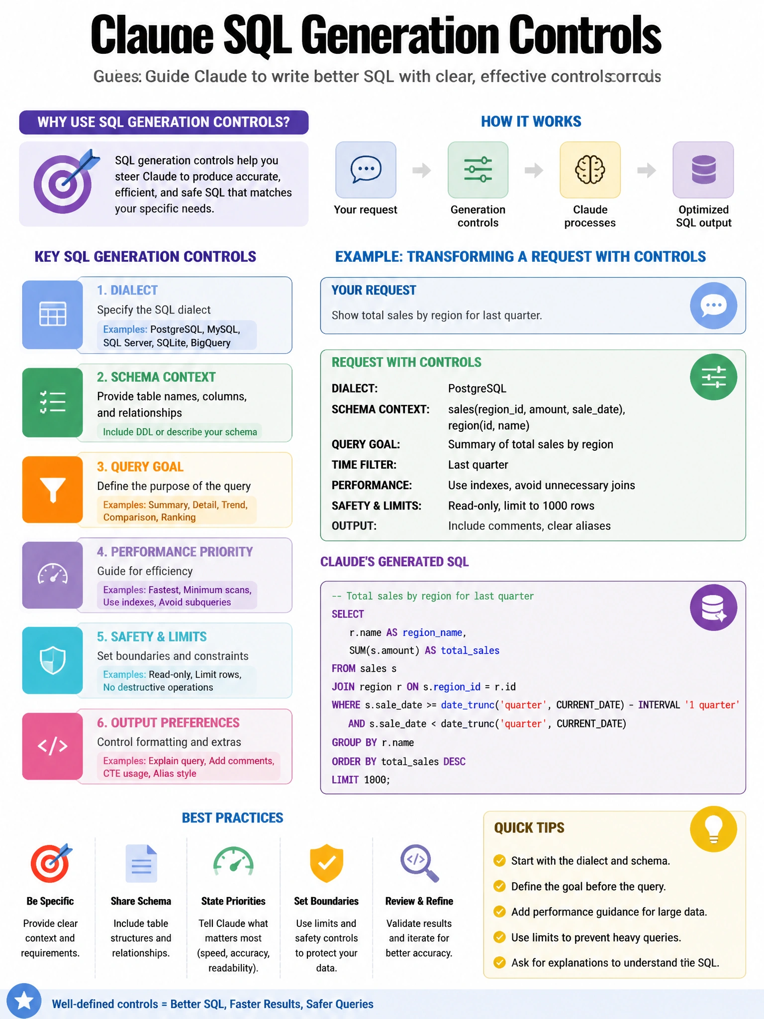 Educational infographic 1024x768 Claude SQL generation controls. CCAO-F q246.