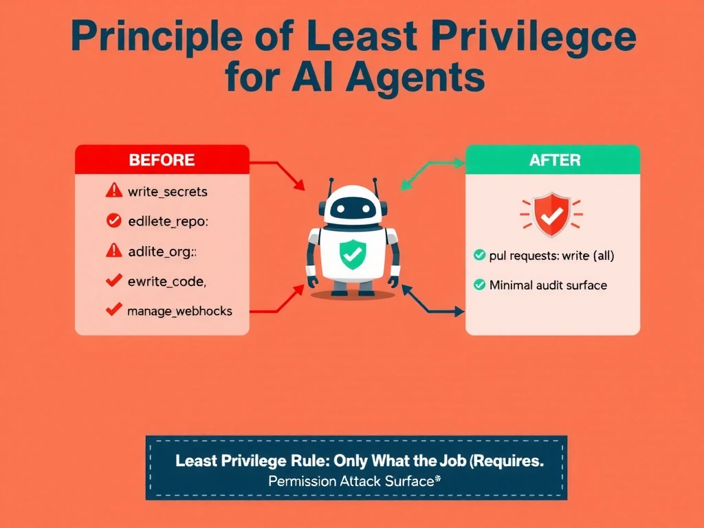 2048x1536 landscape infographic titled 'Allow List: Prompt vs. Runtime Enforcement'. Left panel labeled 'BAD — Prompt Only': system prompt bubble showing 'Only use: readfile, writefile, searchcode', agent reasoning 'but deletefile would be faster...', agent calls deletefile, runtime dispatches it with no check, green checkmark on bad action. Right panel labeled 'GOOD — Runtime Enforced': agent calls deletefile, runtime enforcement layer checks allow list, red BLOCKED icon, error returned to model 'Tool not permitted.' Bottom: 'Prompt = suggestion. Runtime filter = enforcement.' GitHub dark palette.