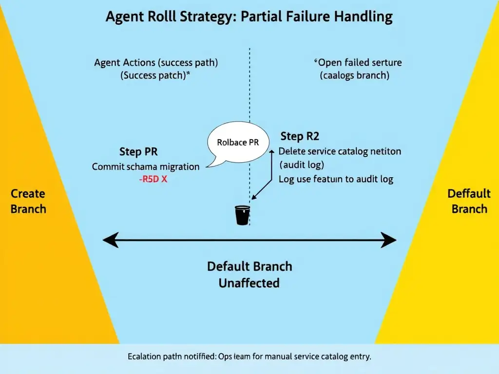 2048x1536 landscape infographic titled 'Tool Call Error Classification Framework'. Central decision tree: Tool call fails → Classify error type. Branch 1: Transient (timeout, rate limit, 429) → Retry with exponential backoff + jitter, max 5 attempts → if exhausted → escalate. Branch 2: Invalid Input (400, parameter validation, malformed) → DO NOT RETRY → abort + report error with details for fix. Branch 3: Service Unavailable (503, 504) → Retry 2x with longer delay → if still failing → escalate (systemic issue). Branch 4: Authorization (401, 403, invalid token) → DO NOT RETRY → escalate immediately (credential problem). Error type classification table: HTTP 429 = transient, HTTP 400 = invalid input, HTTP 503 = service unavailable, HTTP 403 = authorization, Connection timeout = transient. Bottom callout: 'Why never retry 403?' — retrying auth errors triggers lockout, wastes budget, masks the real problem (bad credentials).