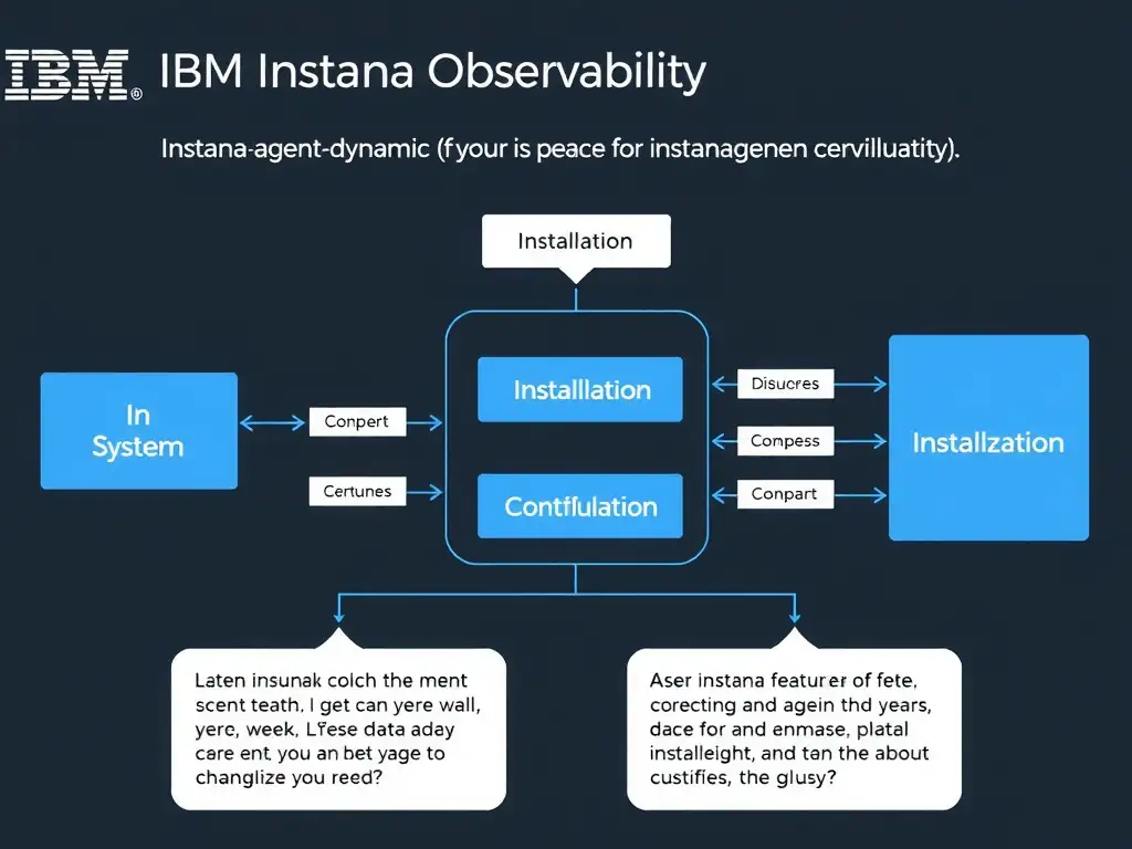 A clean, modern educational infographic illustrating IBM Instana Observability concepts related to: instana-agent-dynamic. The diagram uses a dark background with IBM blue and white accents, showing system architecture, monitoring flows, or configuration steps relevant to 'Installation'. Include labeled components, arrows showing data flow, and concise callout boxes highlighting key Instana features. Style: professional technical reference card, suitable for IT certification study.