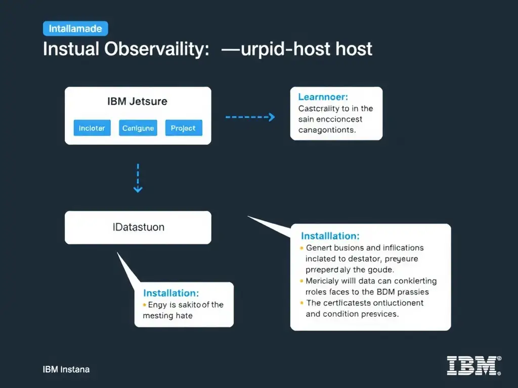 A clean, modern educational infographic illustrating IBM Instana Observability concepts related to: --pid=host. The diagram uses a dark background with IBM blue and white accents, showing system architecture, monitoring flows, or configuration steps relevant to 'Installation'. Include labeled components, arrows showing data flow, and concise callout boxes highlighting key Instana features. Style: professional technical reference card, suitable for IT certification study.