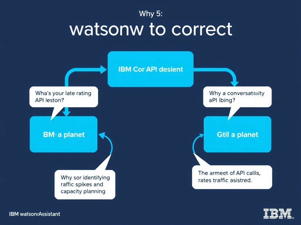 Educational infographic for IBM watsonx Assistant: visualize the concept of 'The rate of API calls to the assistant; useful for identifying traffic spikes and capacity planning' within the 'Domain 5: Administration' domain. Use a clean diagram or layered flow showing how this capability fits into a conversational AI lifecycle — labeled boxes for key components, arrows showing data or conversation flow, IBM blue/navy color palette with white text callouts highlighting why this answer is correct.