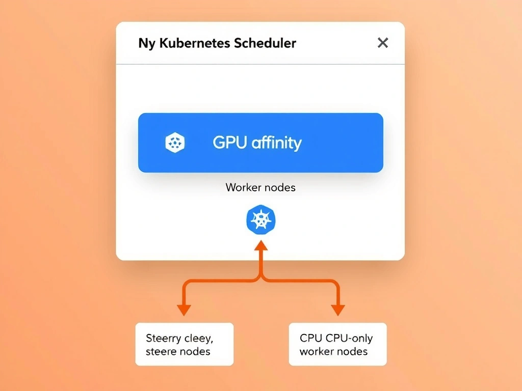 A diagram showing the Kubernetes Scheduler assigning an incoming AI pod with a "GPU affinity" label to worker nodes labeled with GPU resources, while steering clear of CPU-only worker nodes.