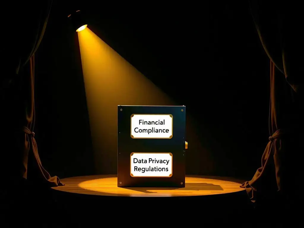 A spotlight labeled "Internal Audit" shining on a stage. The spotlight only illuminates a small box labeled "Financial Controls," leaving other major areas on the stage labeled "Anti-Corruption Compliance" and "Data Privacy Regulations" in complete darkness, representing a weakness in the scope and coverage of the audit program.