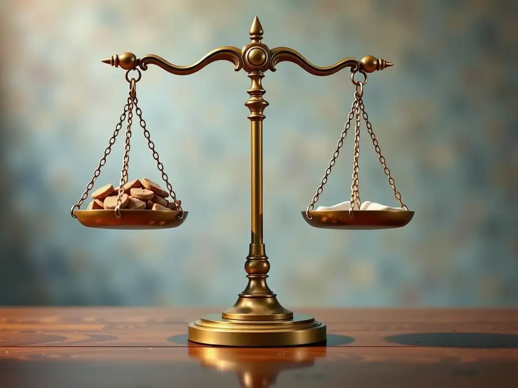 A balance scale representing justice and procedural fairness in compliance investigations, showing equal weight given to the intake of allegations on one side and the accused employee's opportunity to respond on the other.